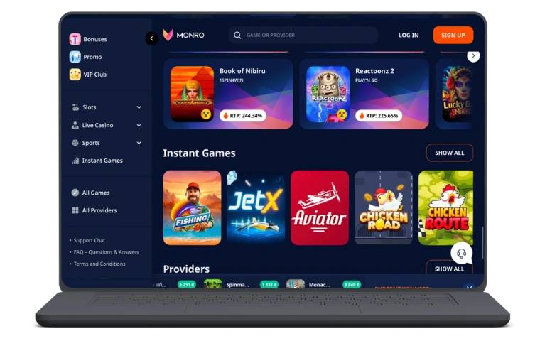 Monro Casino registar